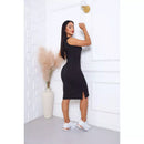 Vestido Midi Regata Com Fenda Lateral