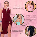 Vestido Canelado Midi Algodão e Elastano