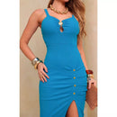 Vestido Canelado Midi Algodão e Elastano