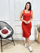 Vestido Canelado Midi Alça Larga