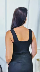 Vestido Canelado Midi Alça Larga