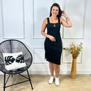 Vestido Canelado Midi Alça Larga