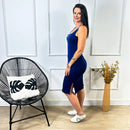 Vestido Canelado Midi Alça Larga