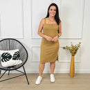 Vestido Canelado Midi Alça Larga